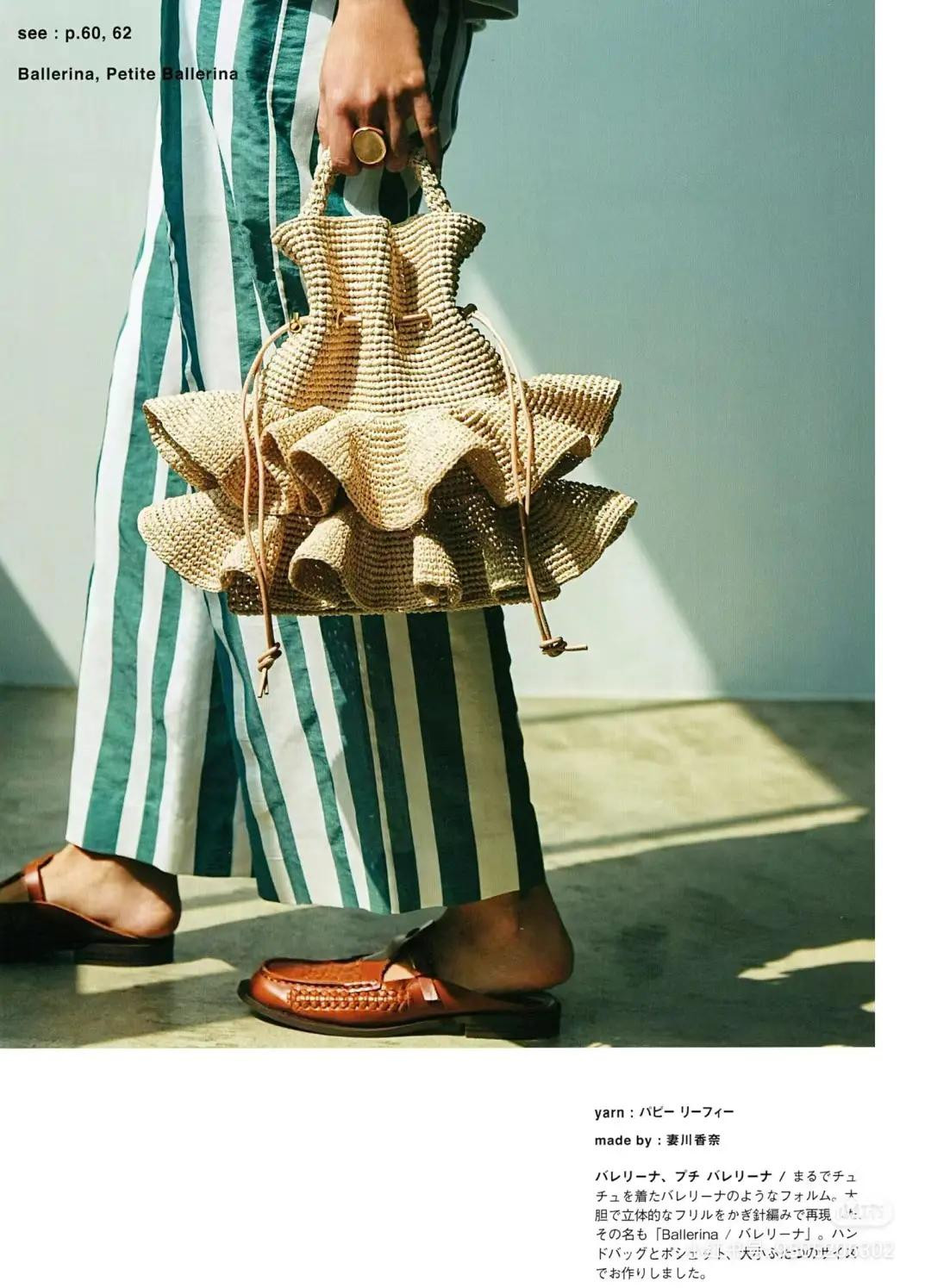 Japanese Crochet Patterns: Ribbon Shoulder Bag and Drawstring Mini Bag Charts