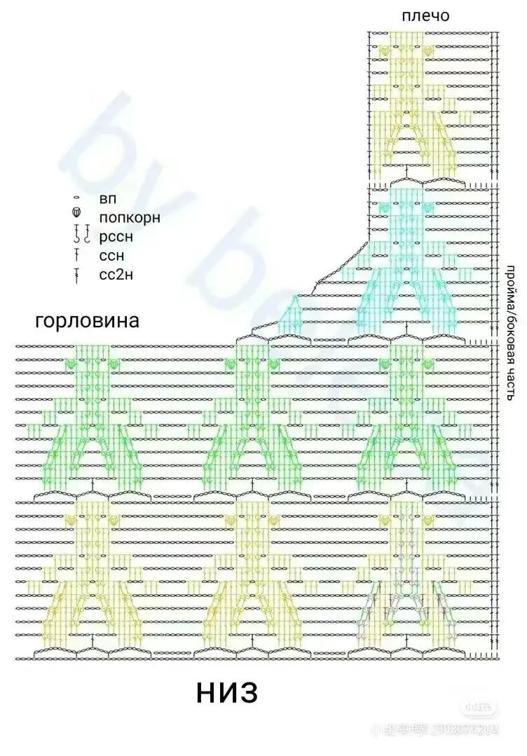 Japanese Crochet Vest Pattern with Detailed Charts and Sizing Diagrams