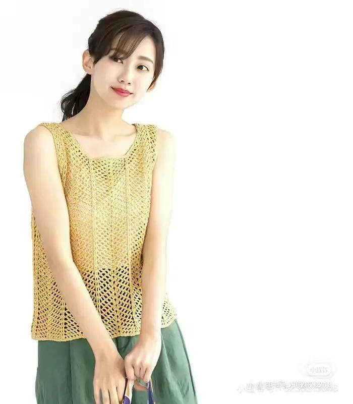 Japanese Crochet Vest Pattern with Detailed Charts and Sizing Diagrams