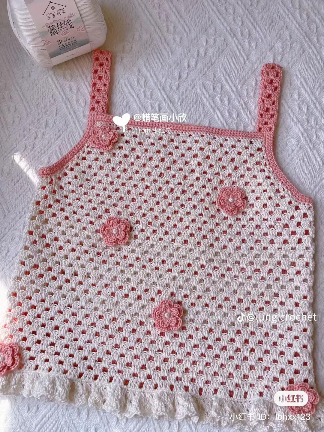 Japanese Crochet Vest Pattern with Detailed Charts and Sizing Diagrams