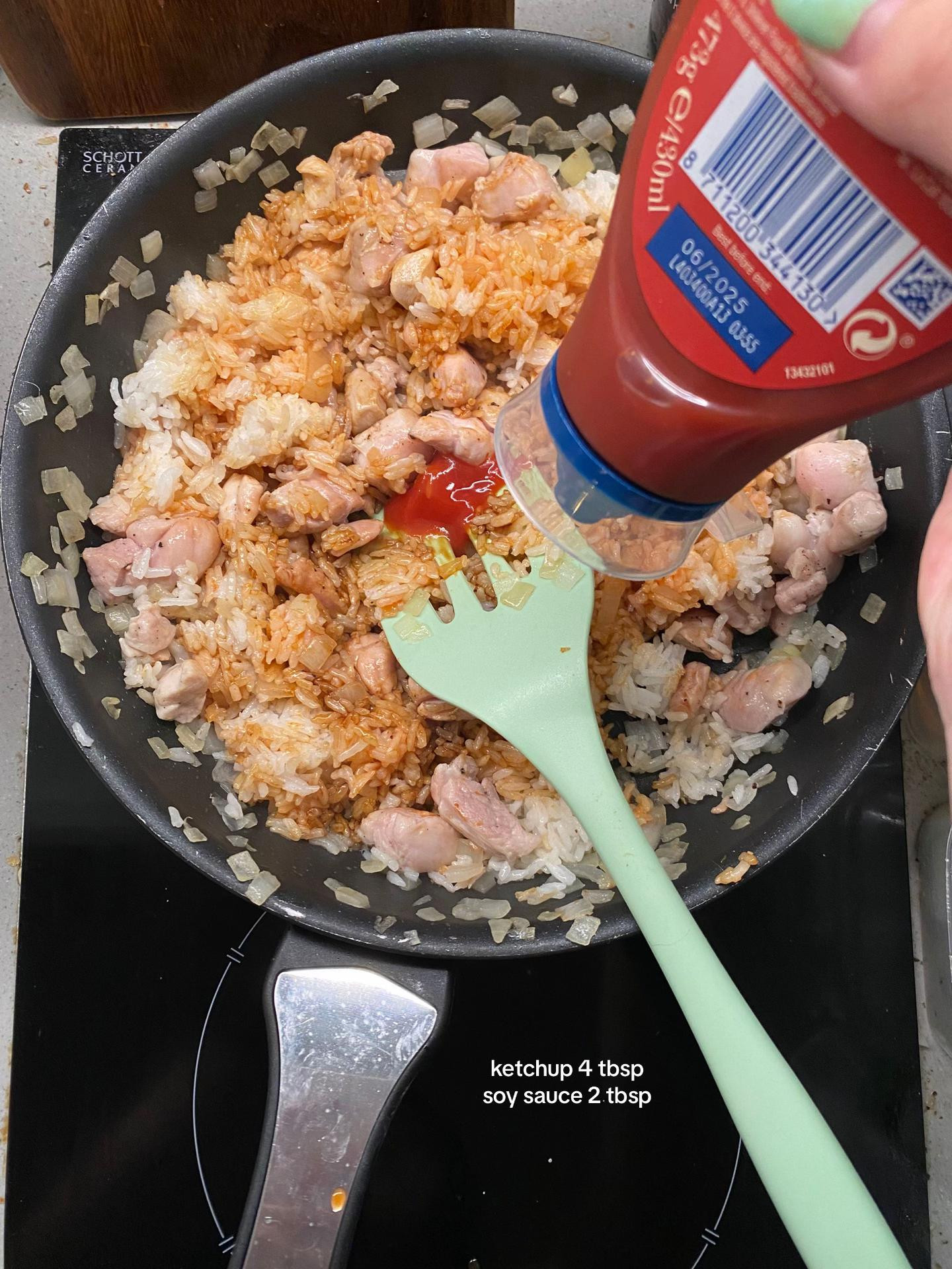 Japanese Omelette Rice (Omurice) with Chicken and Onions