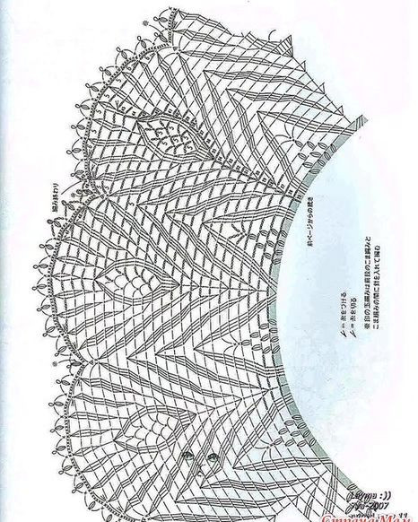 Japanese Peacock Feather Crochet Table Center Chart Pattern