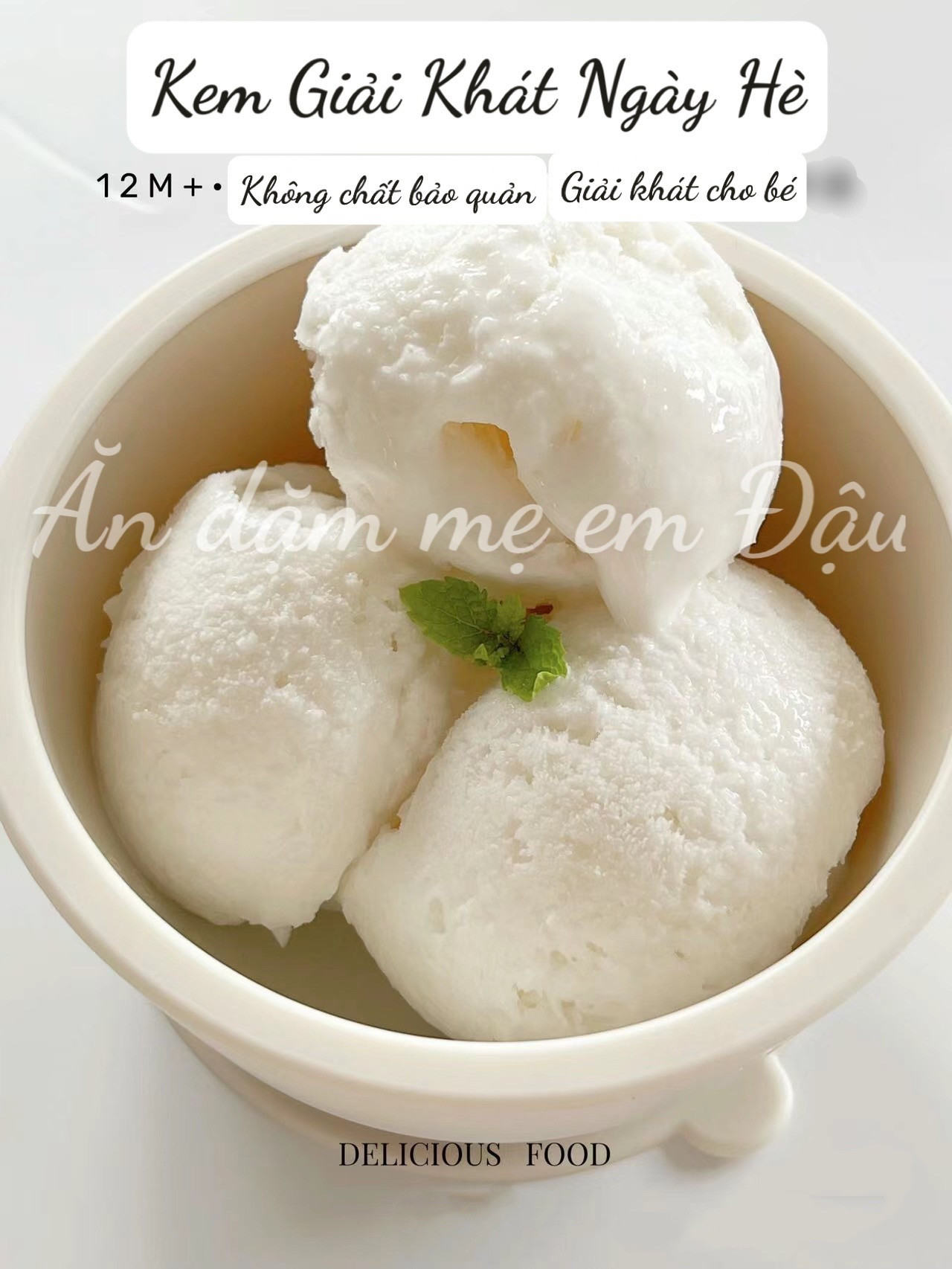 Kem giải khát ngày hè cho bé trên 12 tháng tuổi, tự làm từ cơm và nước cốt dừa không chất bảo quản