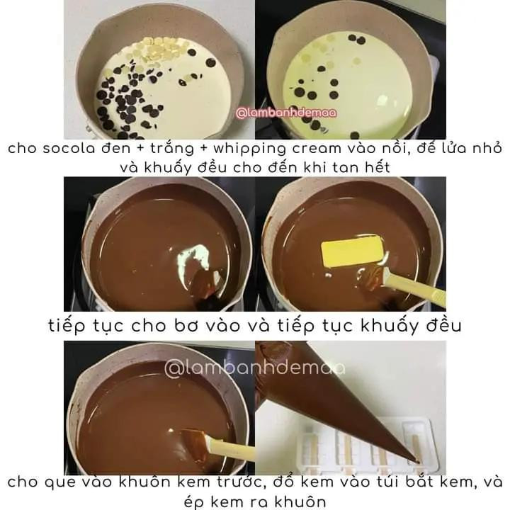 Kem Socola Nguyên Chất Nhà Làm - Hướng Dẫn Chi Tiết Tự Làm Kem Que Thơm Ngon