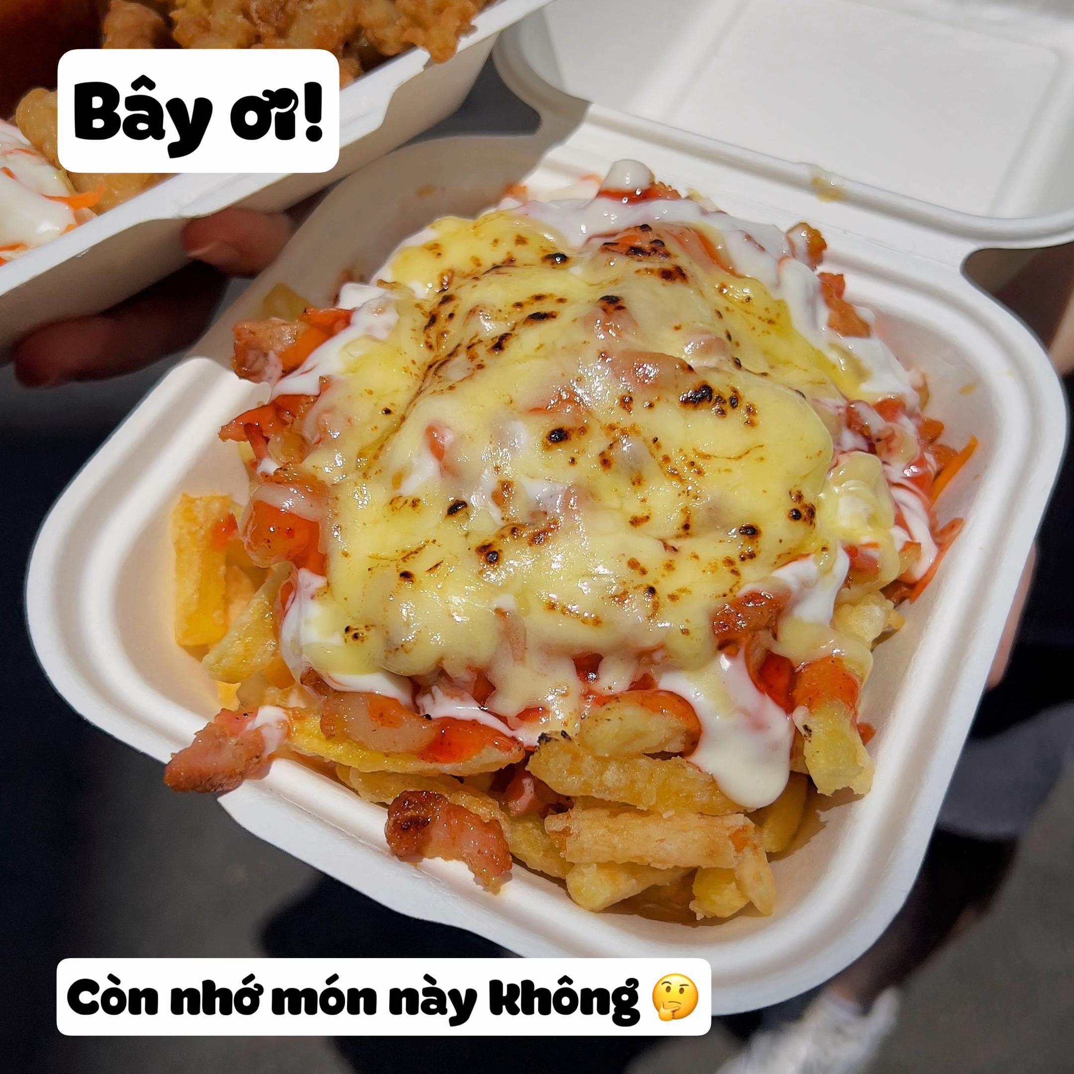 Khoai chiên thịt nướng phô mai拉丝 nóng hổi, món ăn vặt street food Việt Nam