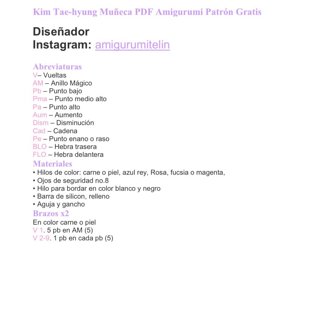 Kim Tae-hung Muñeca PDF Amigurumi Patrón Gratis