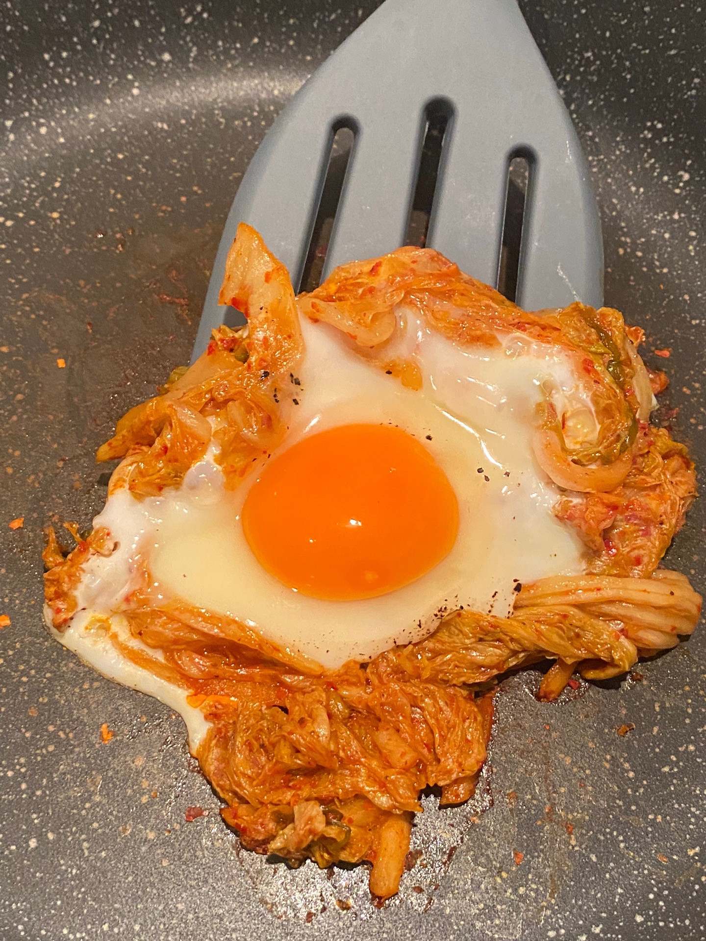 Kimchi Fried Egg Toastie with Sautéed Kimchi and Avocado