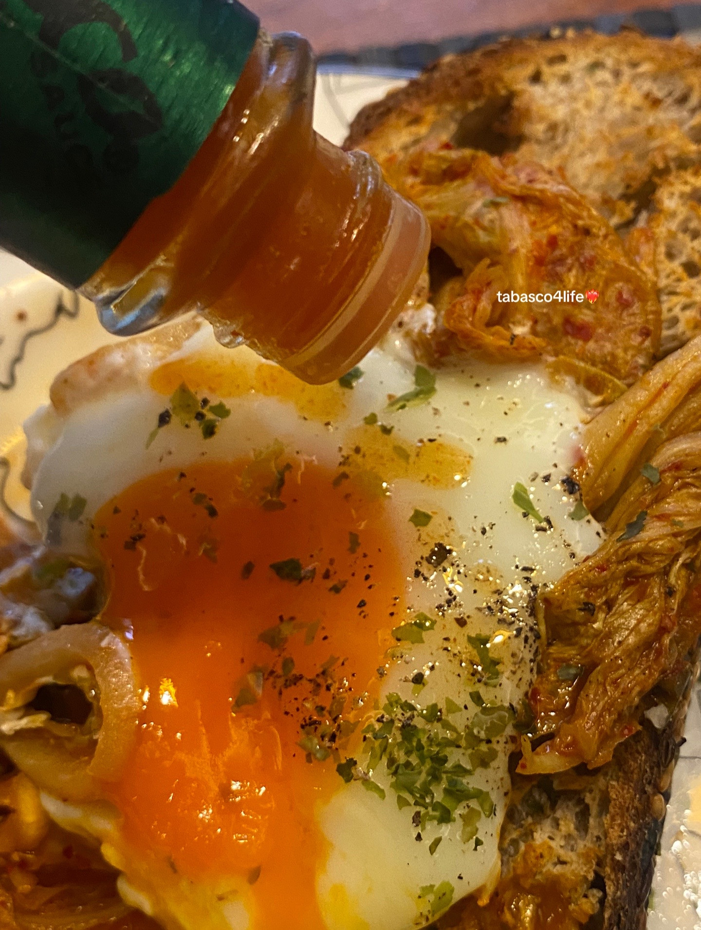 Kimchi Fried Egg Toastie with Sautéed Kimchi and Avocado