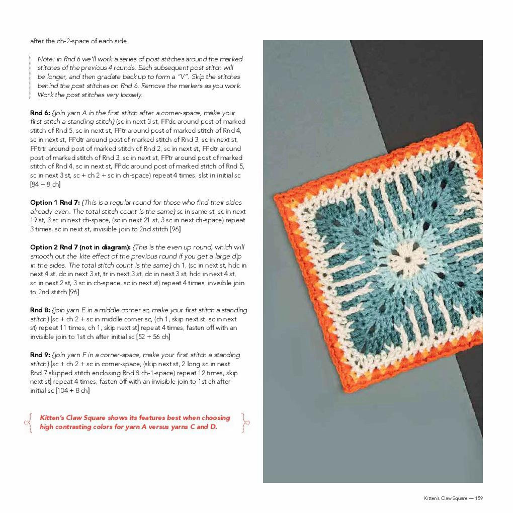 Kitten's Claw Square Crochet Pattern and Chart