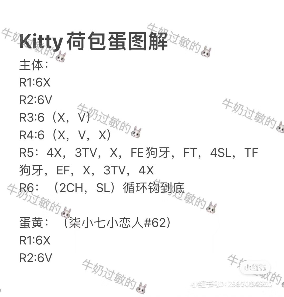 Kitty Fried Egg Amigurumi Keychain Pattern Chart