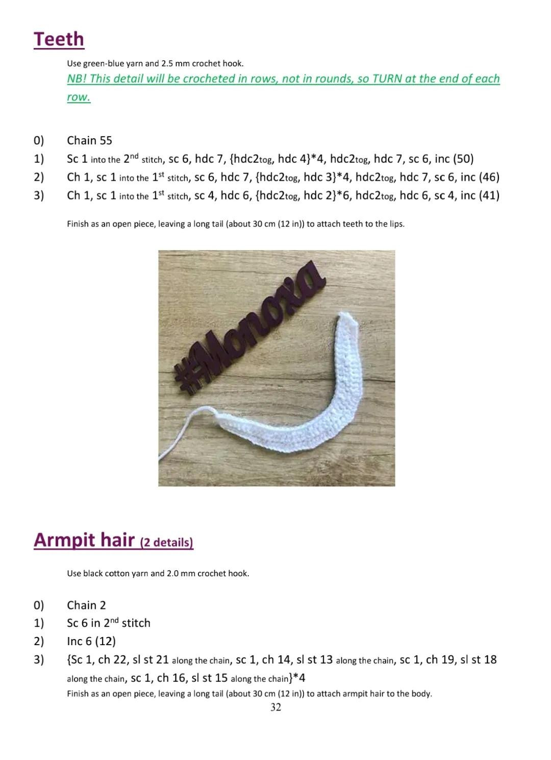 Krumm Amigurumi Crochet Pattern Part 2: Step-by-Step Guide for Arms and Nose