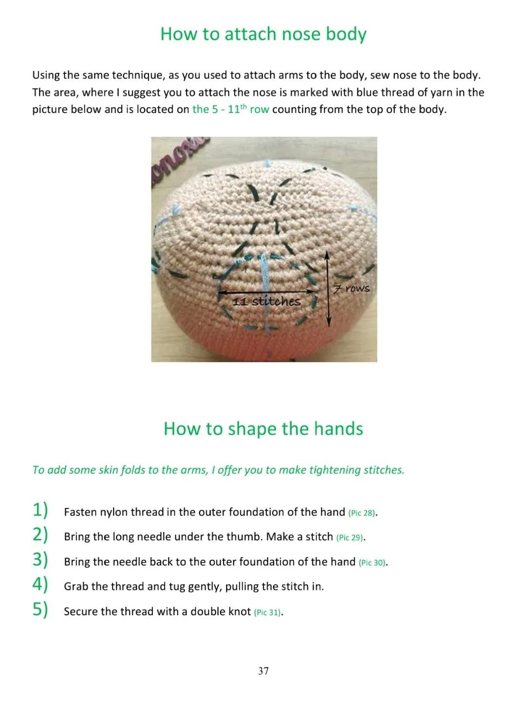 Krumm Amigurumi Crochet Pattern Part 2: Step-by-Step Guide for Arms and Nose