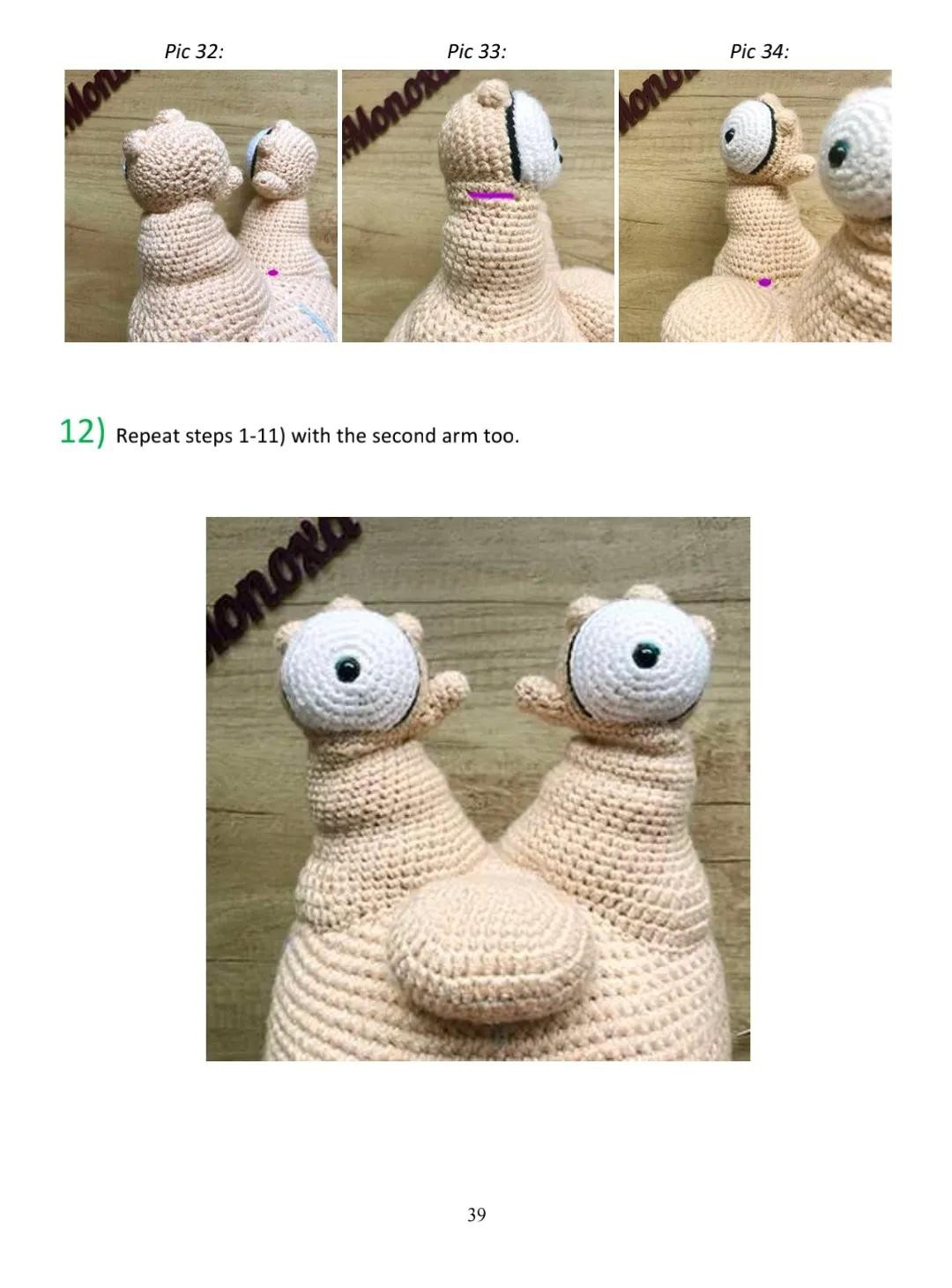 Krumm Amigurumi Crochet Pattern Part 2: Step-by-Step Guide for Arms and Nose