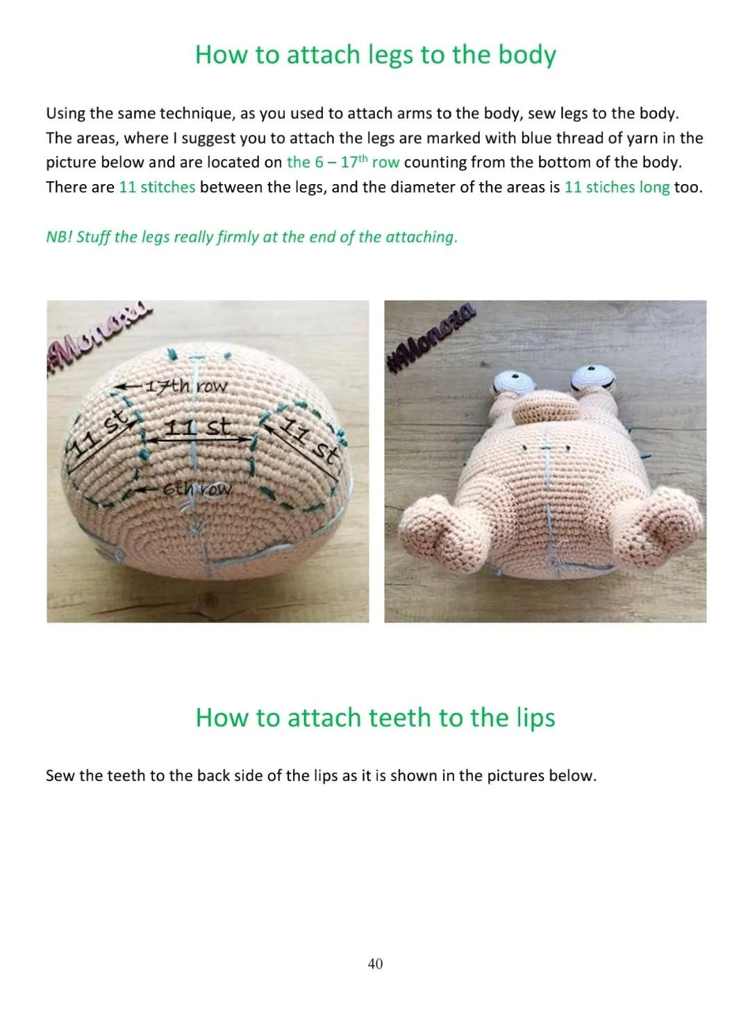 Krumm Amigurumi Crochet Pattern Part 2: Step-by-Step Guide for Arms and Nose