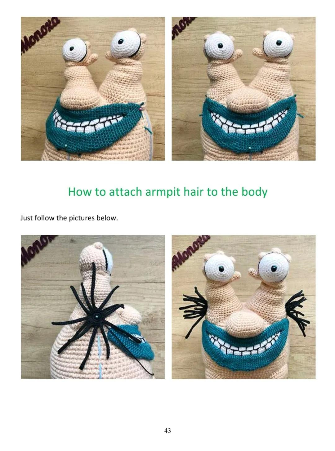Krumm Amigurumi Crochet Pattern Part 2: Step-by-Step Guide for Arms and Nose