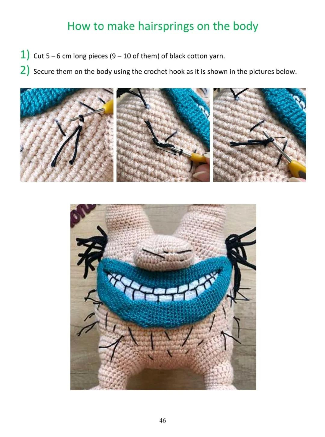 Krumm Amigurumi Crochet Pattern Part 2: Step-by-Step Guide for Arms and Nose