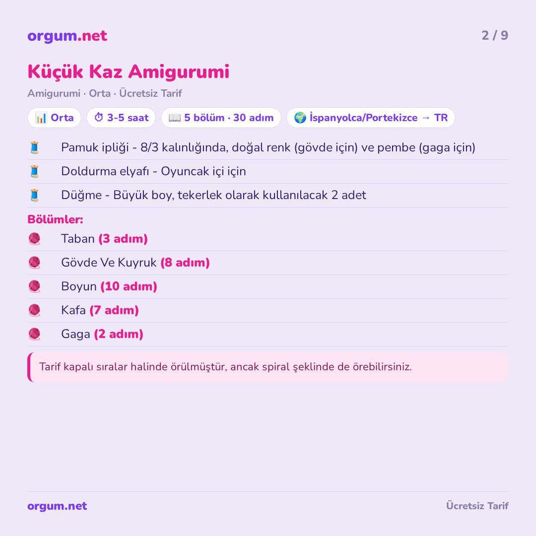 Küçük Kaz Amigurumi - Ücretsiz Manken Örme Tarifi