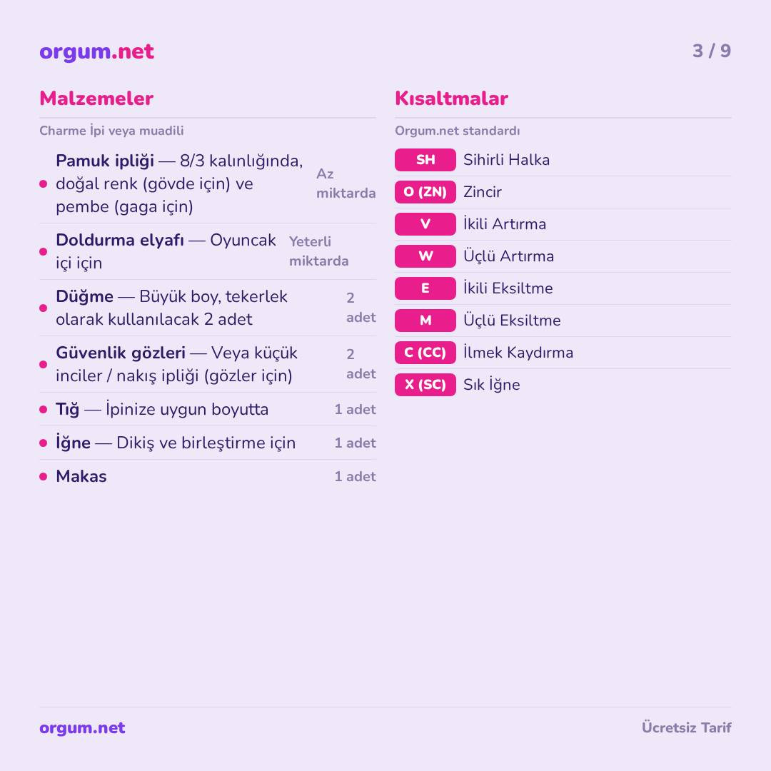 Küçük Kaz Amigurumi - Ücretsiz Manken Örme Tarifi