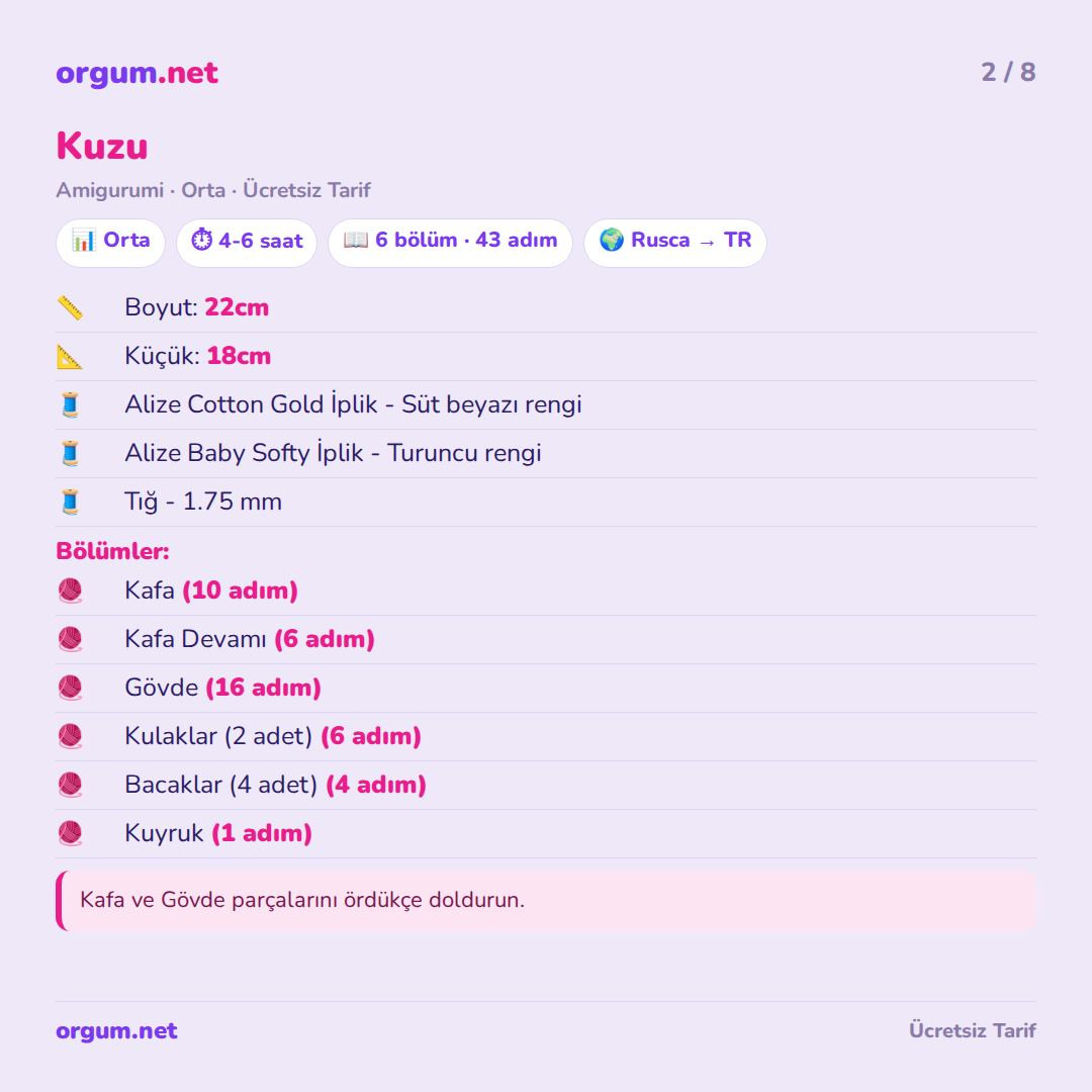 Kuzu Amigurumi - Ücretsiz Mış Mış Koyun Örgü Tarifi