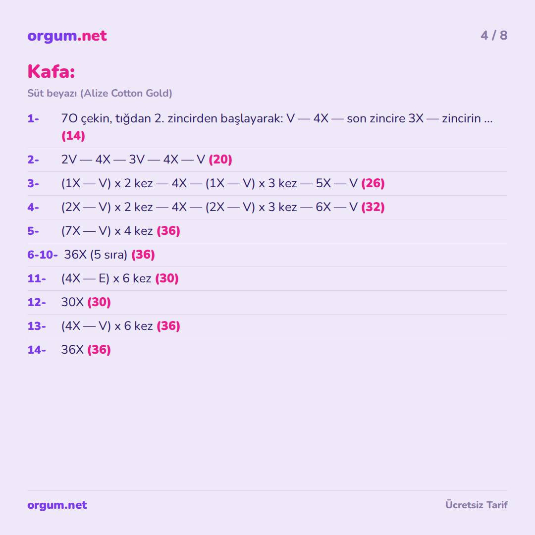 Kuzu Amigurumi - Ücretsiz Mış Mış Koyun Örgü Tarifi