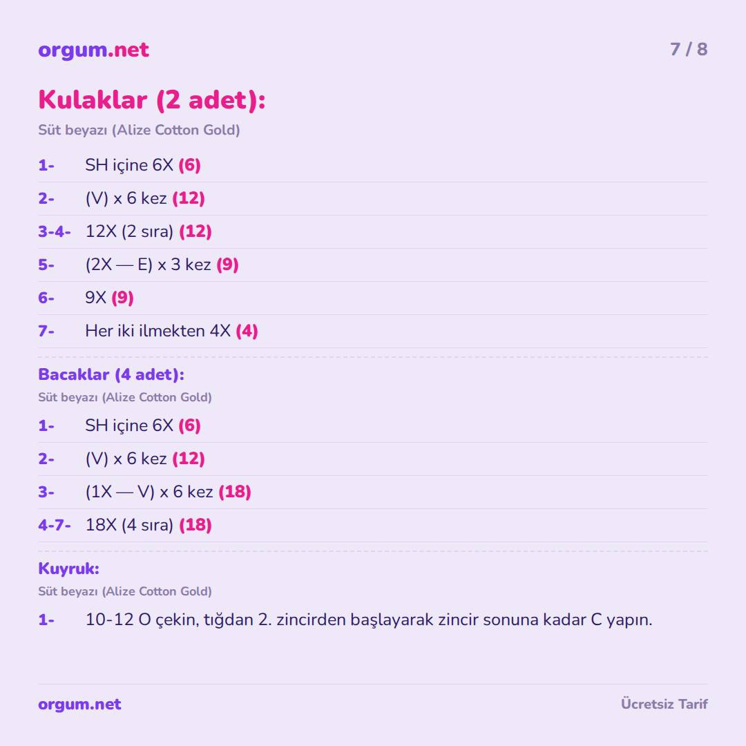 Kuzu Amigurumi - Ücretsiz Mış Mış Koyun Örgü Tarifi