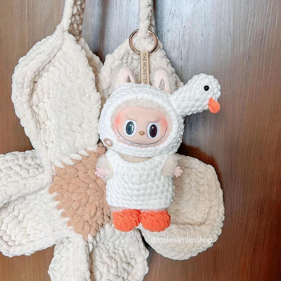 Labubu Duck Suit - Chart hướng dẫn móc len chi tiết từng phần mũ, áo, giày và cánh