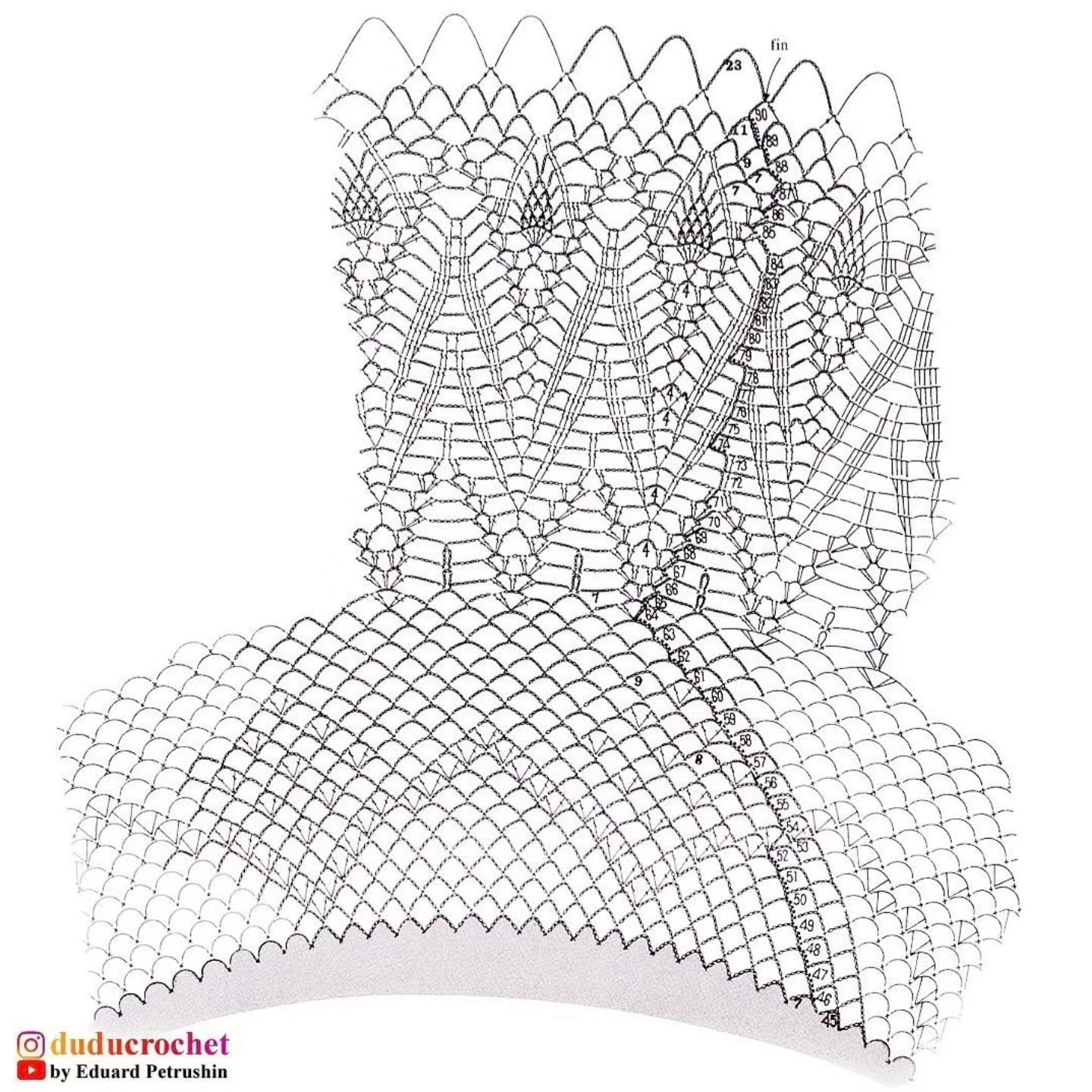 Large Round Crochet Lace Tablecloth with Silk Thread and Detailed Pattern Chart