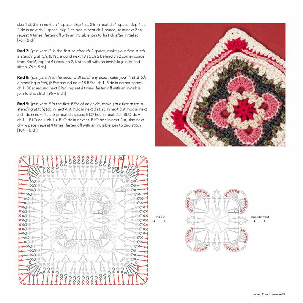 Lauren Rose Square Crochet Pattern and Chart