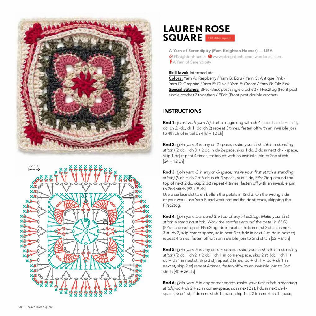 Lauren Rose Square Crochet Pattern and Chart
