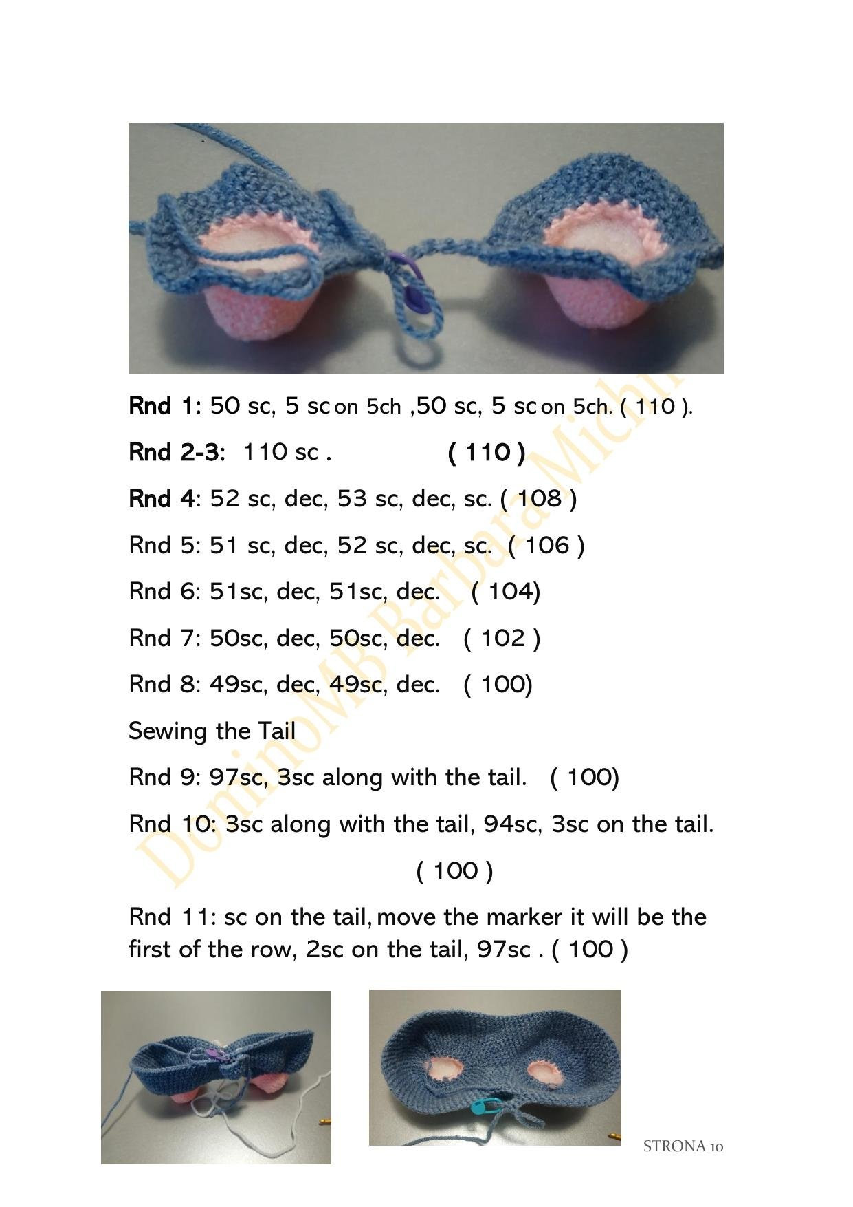 Lemming Amigurumi Crochet Pattern: Blue Fluffy Doll with Pink Feet and White Belly by Barbara Michna