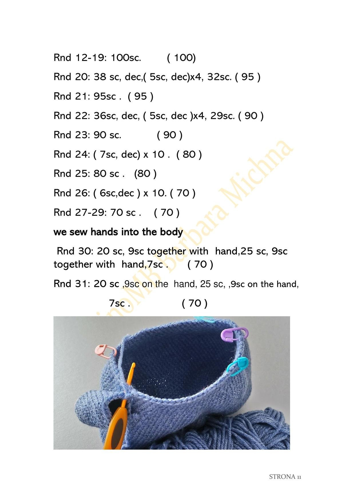 Lemming Amigurumi Crochet Pattern: Blue Fluffy Doll with Pink Feet and White Belly by Barbara Michna