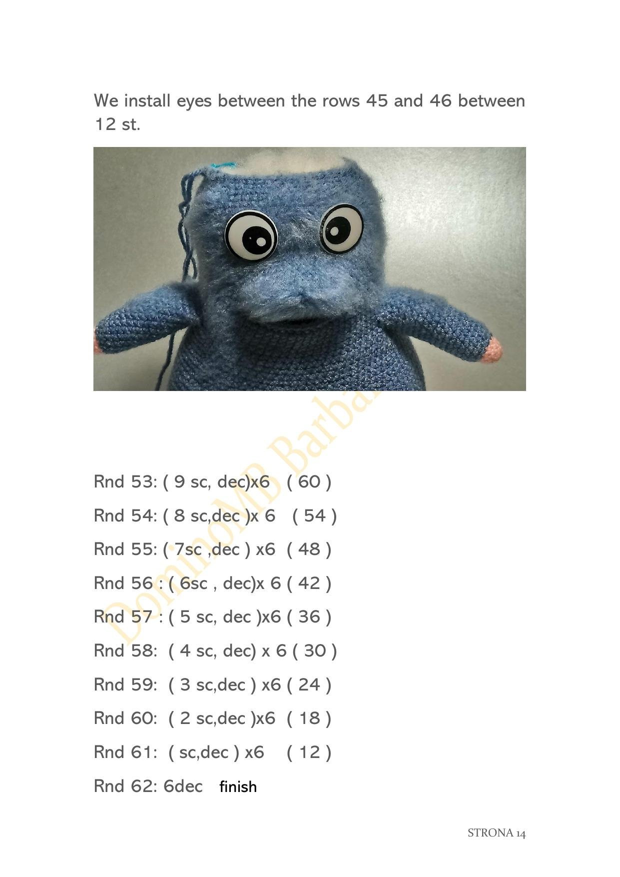Lemming Amigurumi Crochet Pattern: Blue Fluffy Doll with Pink Feet and White Belly by Barbara Michna