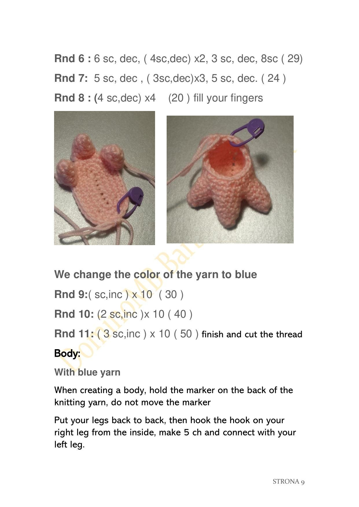 Lemming Amigurumi Crochet Pattern: Blue Fluffy Doll with Pink Feet and White Belly by Barbara Michna