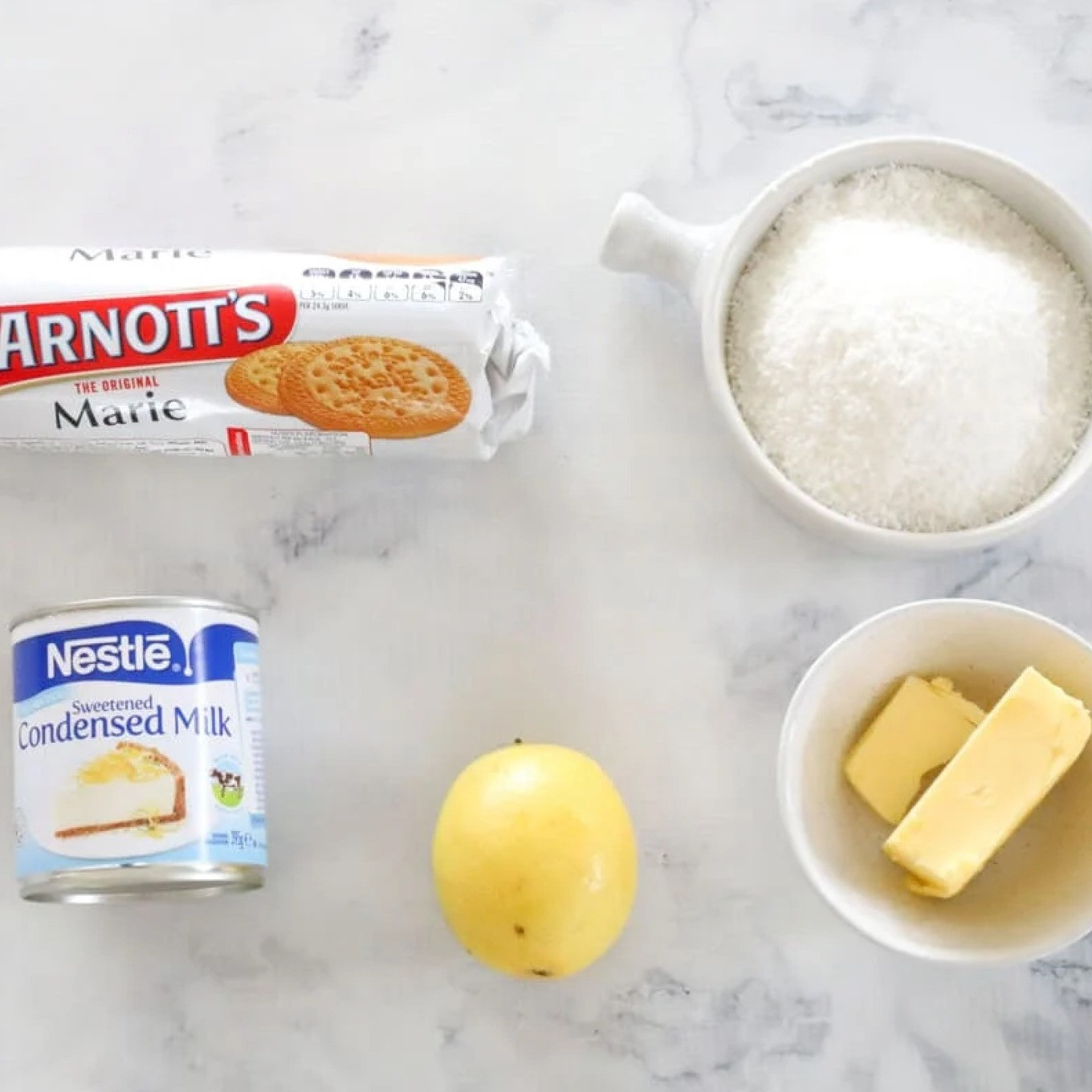 Lemon & Coconut Slice Recipe with Marie Biscuits, Condensed Milk and Butter Frosting