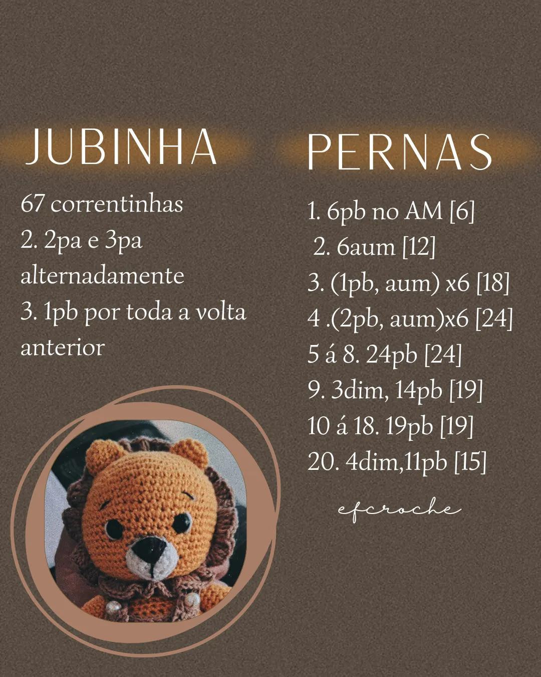 Léo O Leão - Padrão Grátis de Crochê