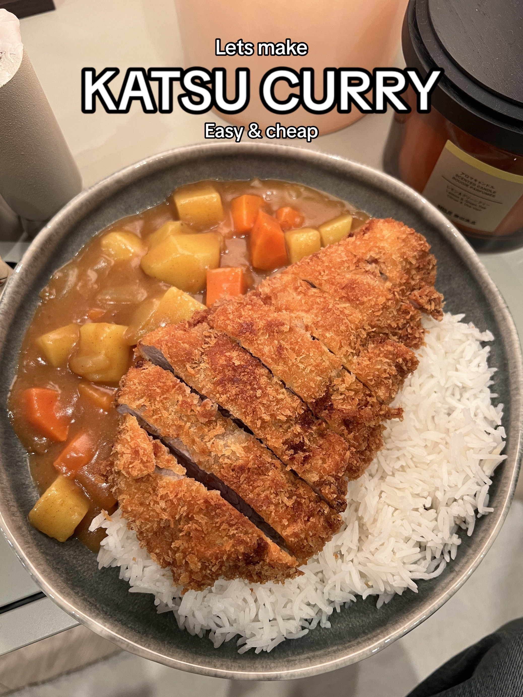 Lets make KATSU CURRY: Easy & cheap Japanese curry with crispy pork cutlet, potatoes, carrots, and onions over rice