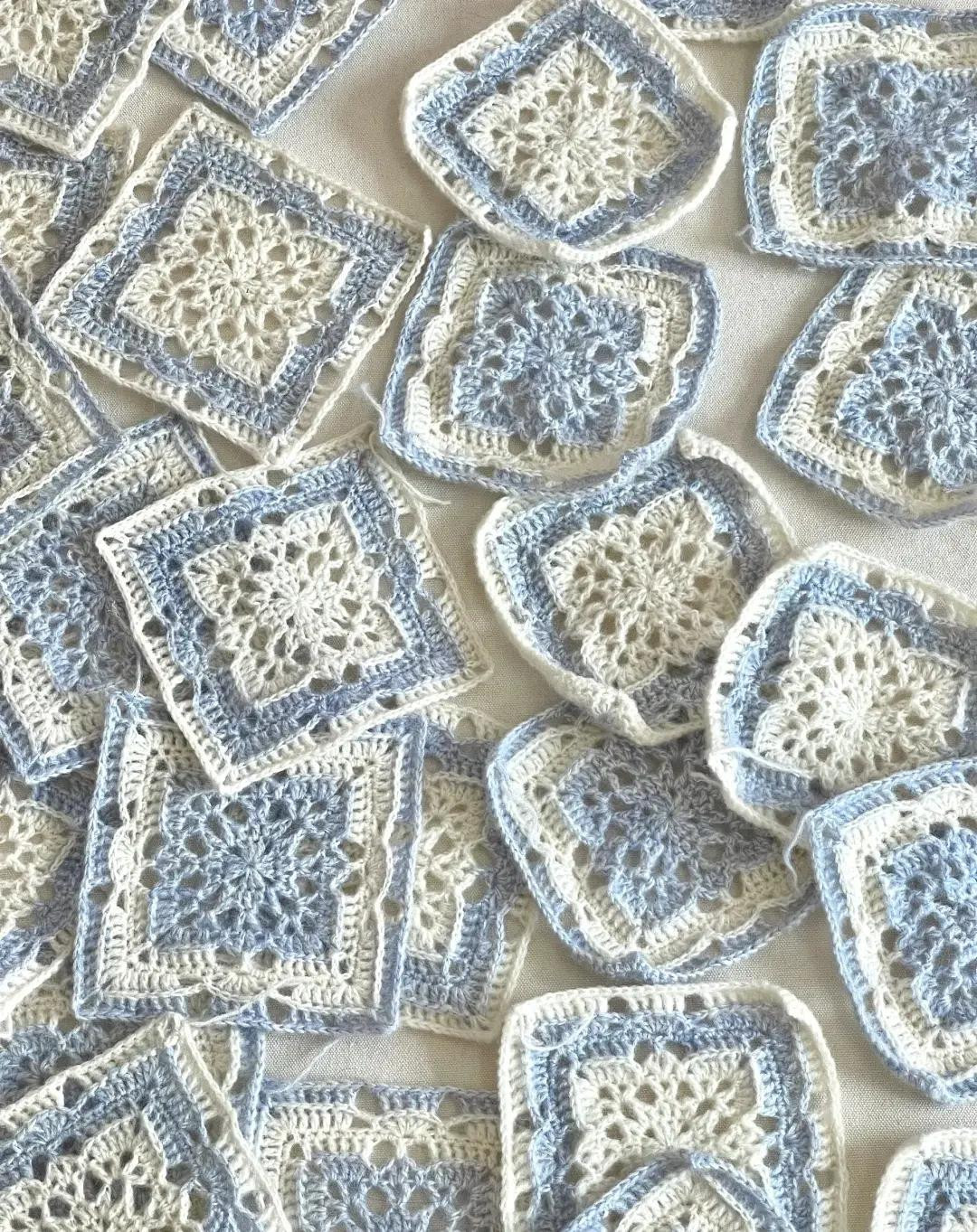 Light Blue and Cream Crochet Granny Square Cardigan Pattern