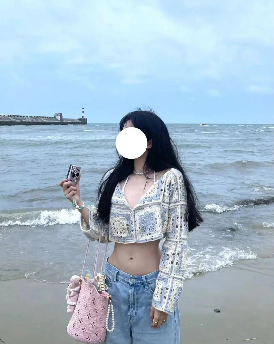 Light Blue and Cream Crochet Granny Square Cardigan Pattern