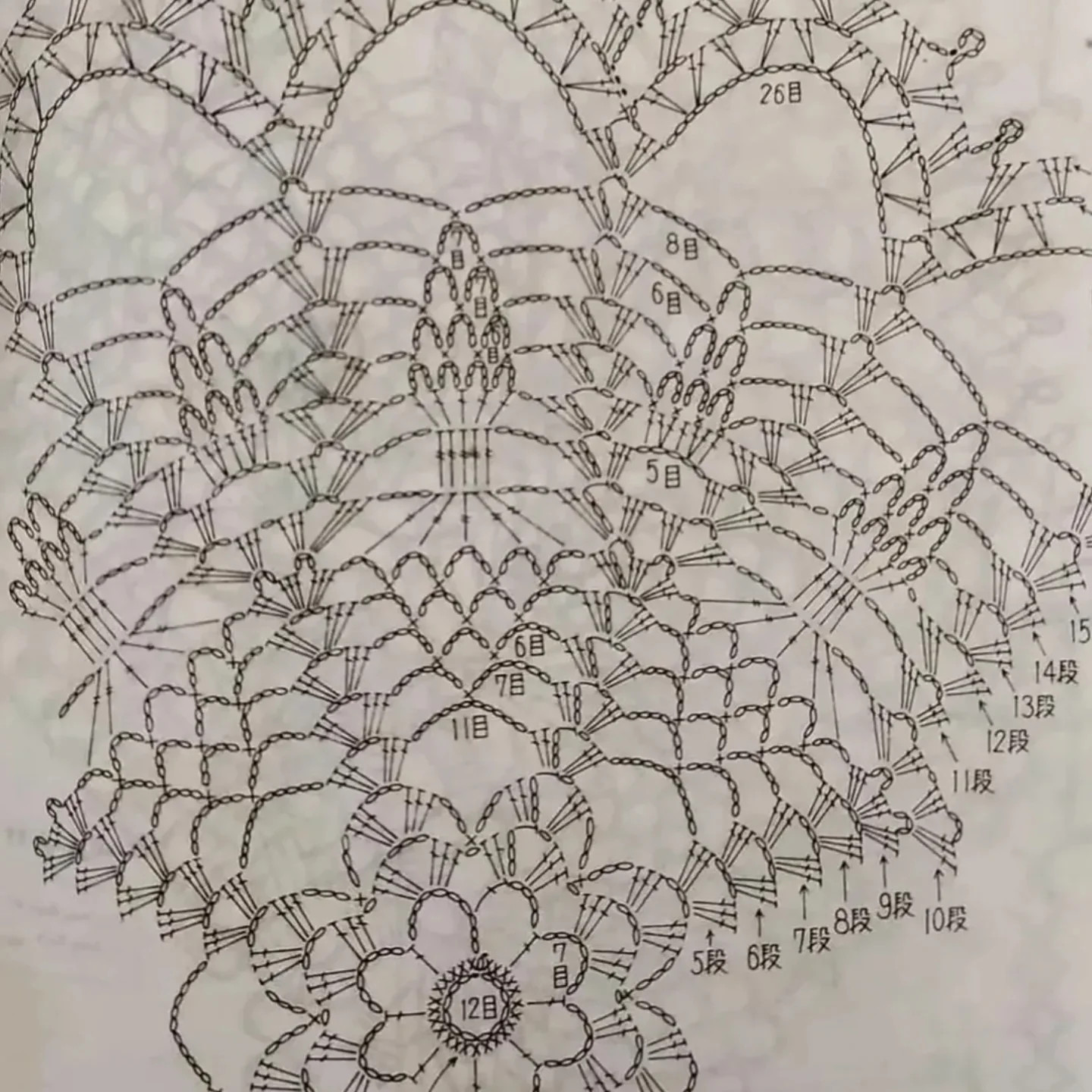 Light Pink Crochet Doily Pattern Chart with Russian Instructions