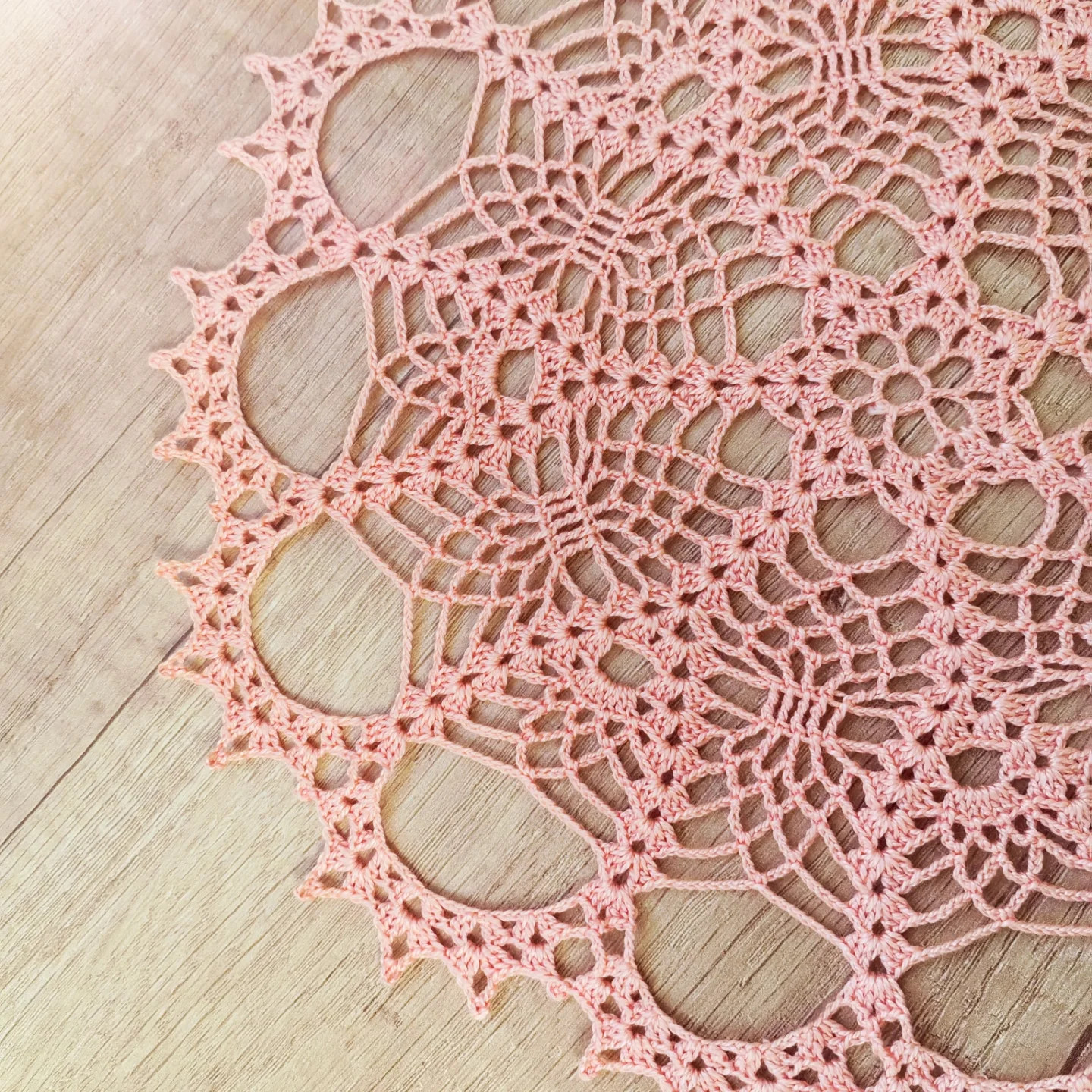 Light Pink Crochet Doily Pattern Chart with Russian Instructions