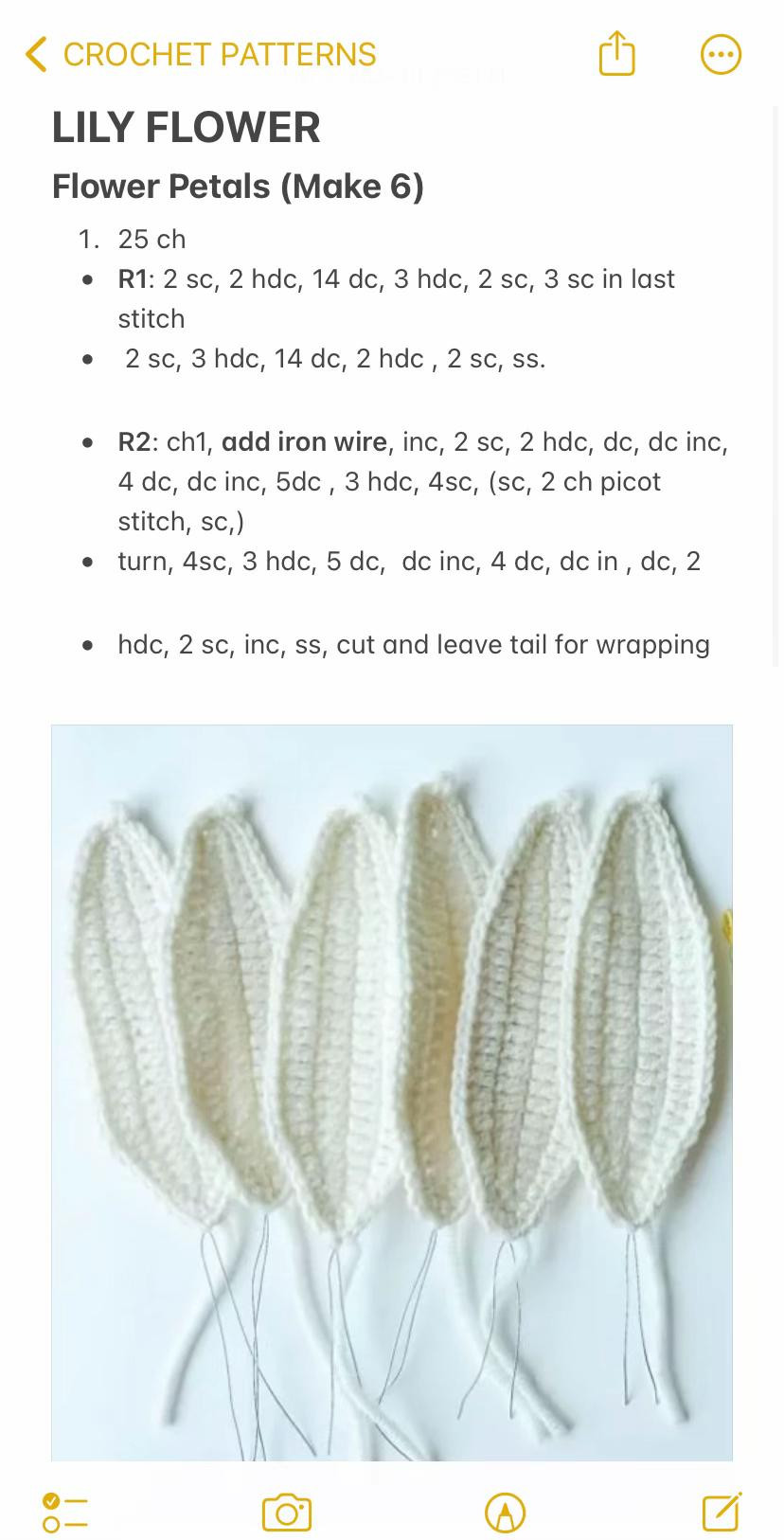 Lily Flower Free Crochet Pattern: Detailed Instructions for Petals, Stamen, and Leaves