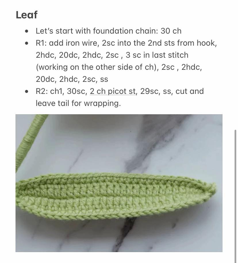 Lily Flower Free Crochet Pattern: Detailed Instructions for Petals, Stamen, and Leaves