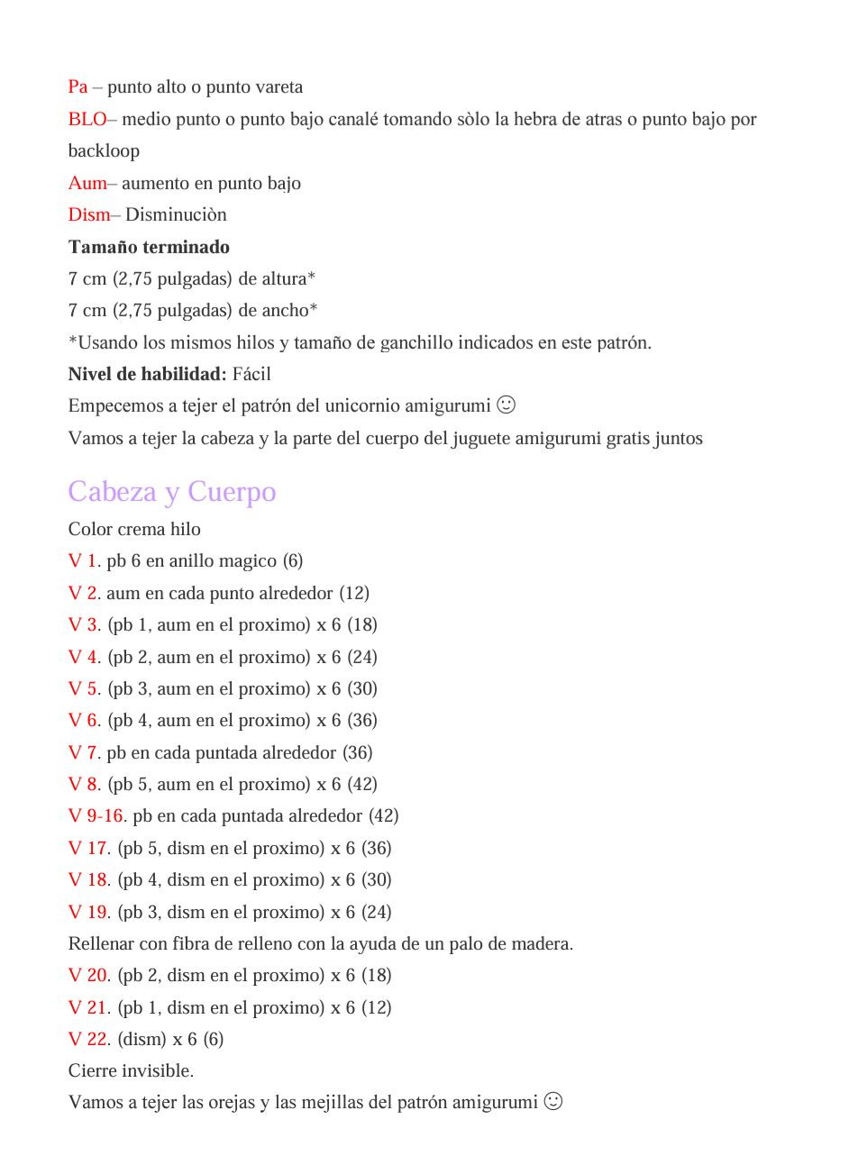 Llave Unicornio PDF Amigurumí Patrón Gratis Paso a Paso