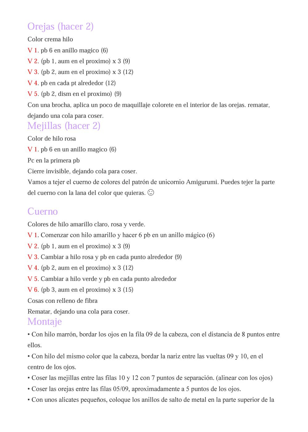 Llave Unicornio PDF Amigurumí Patrón Gratis Paso a Paso