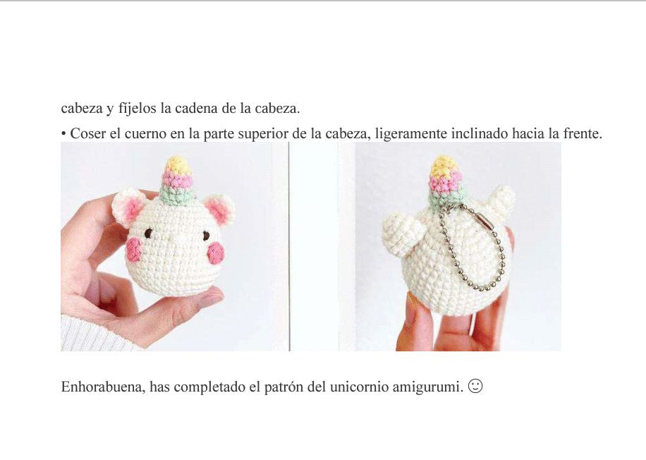 Llave Unicornio PDF Amigurumí Patrón Gratis Paso a Paso