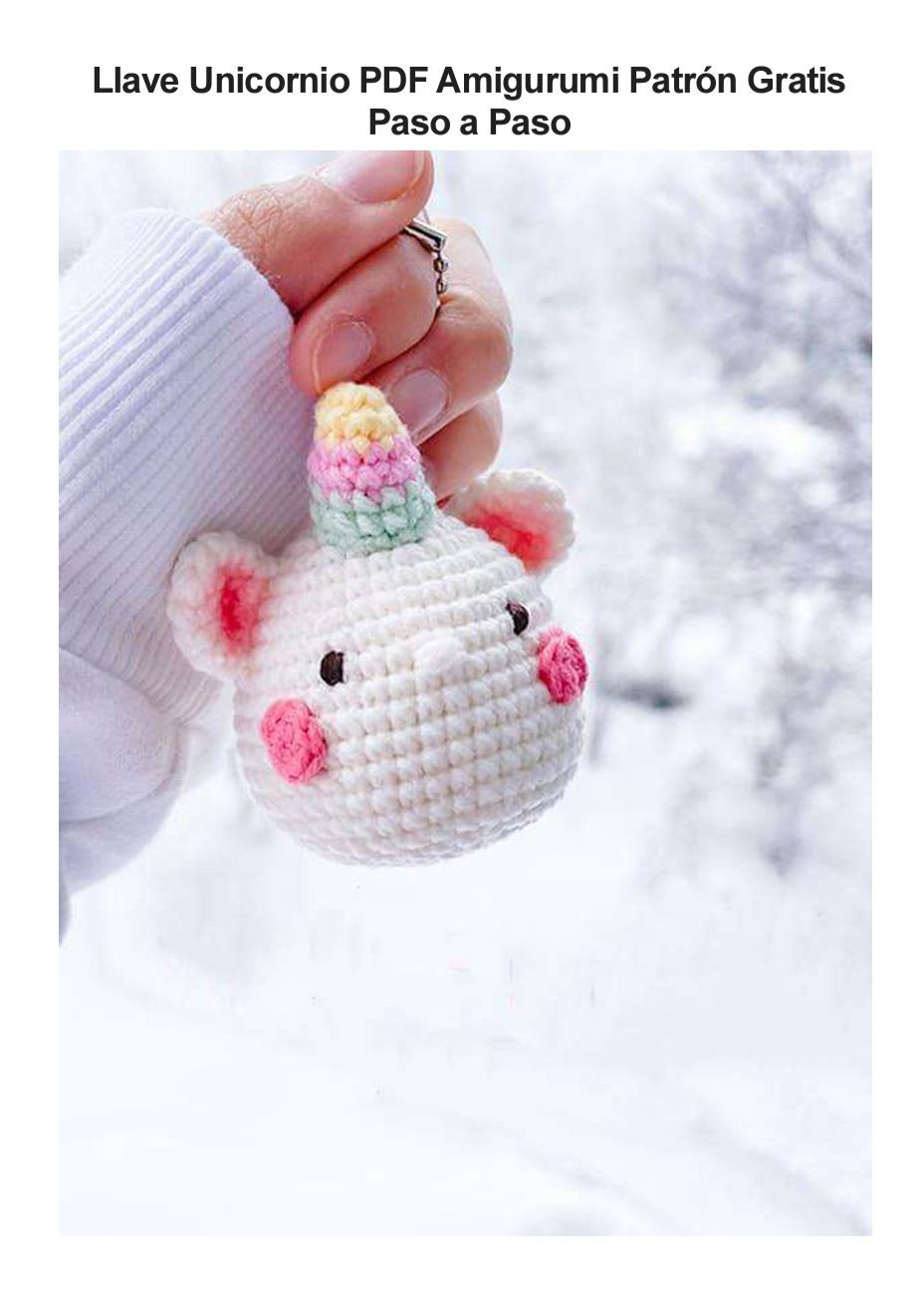 Llave Unicornio PDF Amigurumí Patrón Gratis Paso a Paso