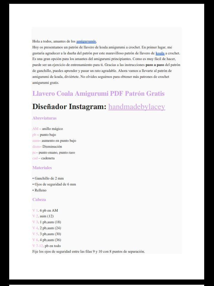 Llavero Koala Amigurumi PDF Patrón Gratis