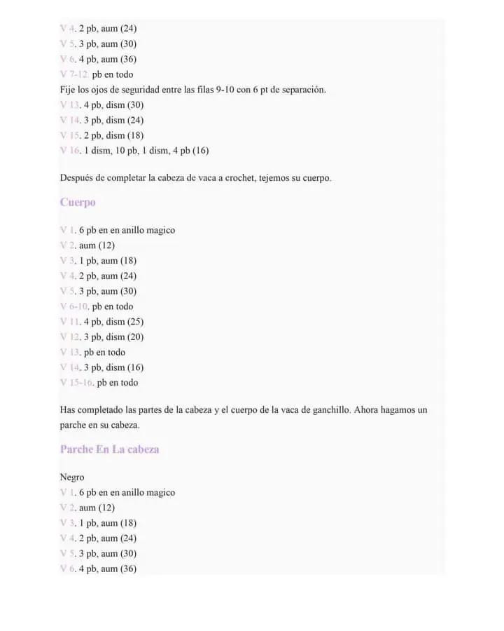 Llavero Vaca Amigurumi PDF Patrón Gratis Paso a Paso