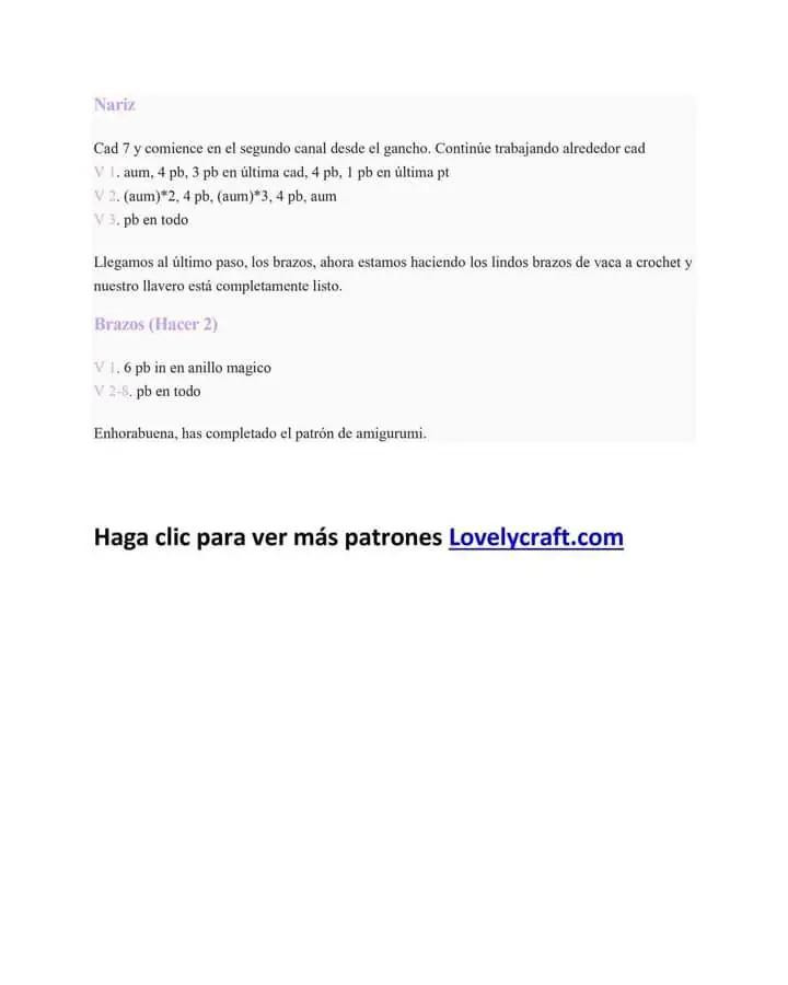 Llavero Vaca Amigurumi PDF Patrón Gratis Paso a Paso