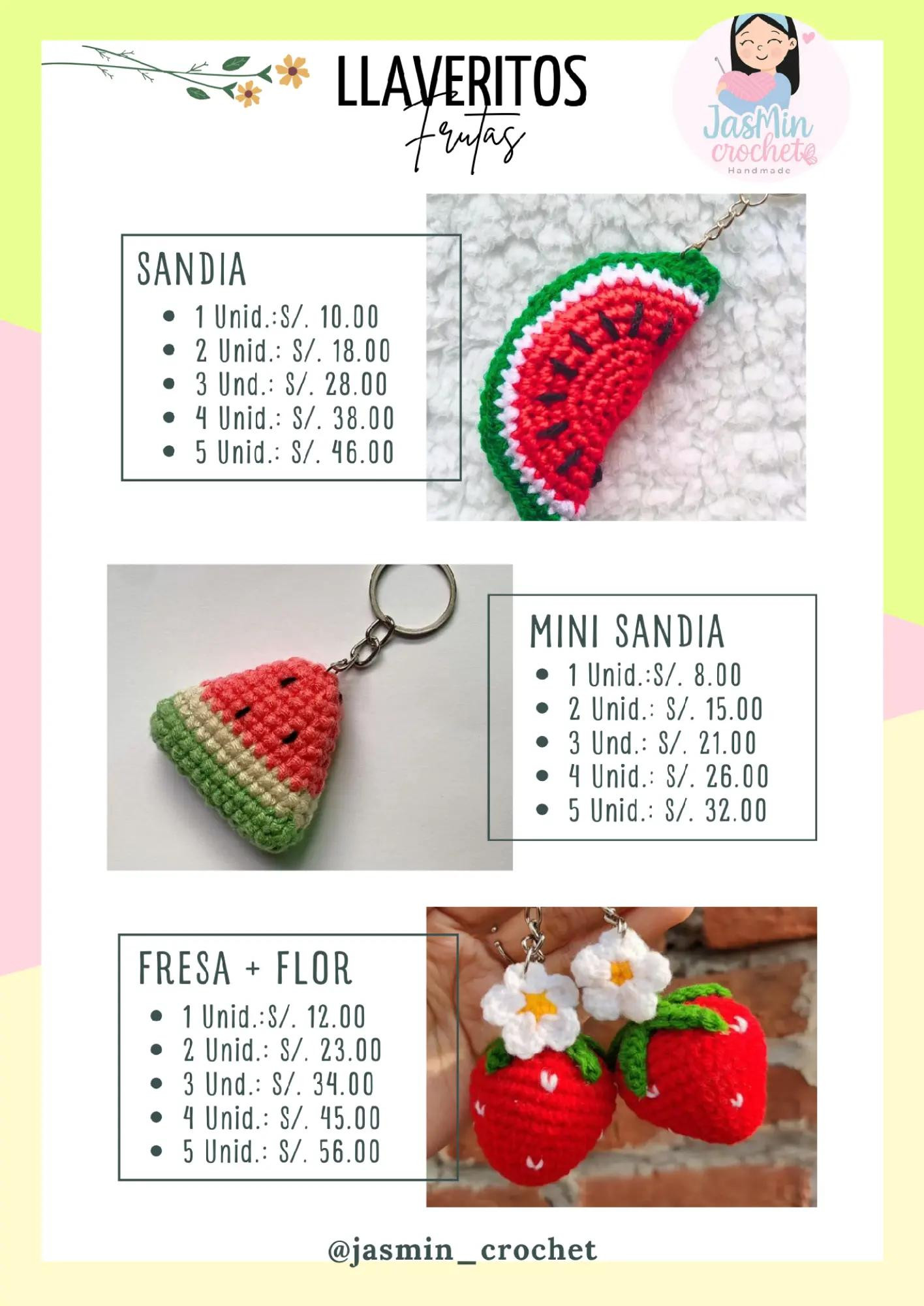 Llaveros de crochet: Tulipanes, rosas, girasoles y abejas hechas a mano